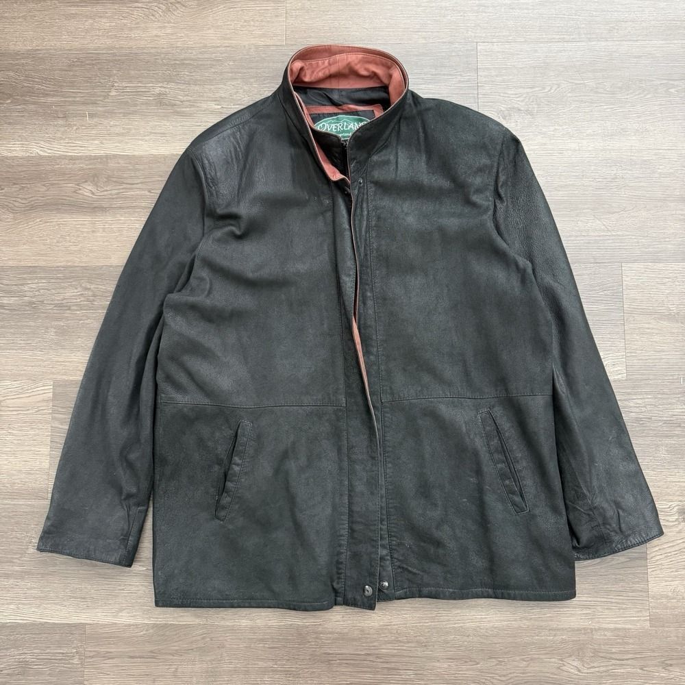Overland Women's Suede Leather Full Zip Lambskin Collar Coat Jacket Shoulder Pad